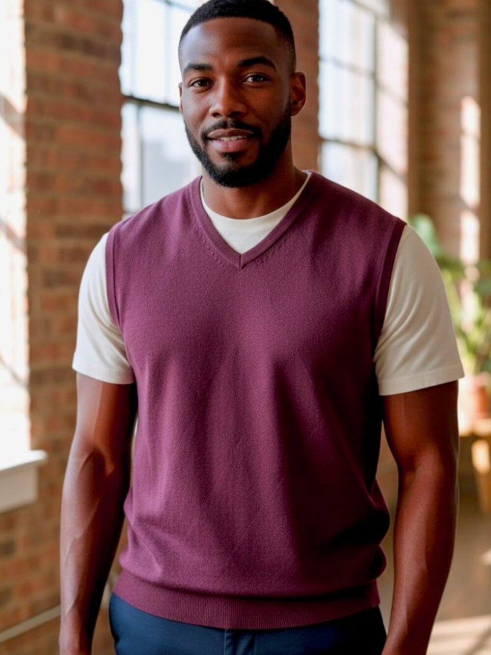 Van Heusen Burgundy Heather V-Neck Sleeveless Pullover Sweater Vest Size 2XL NWT